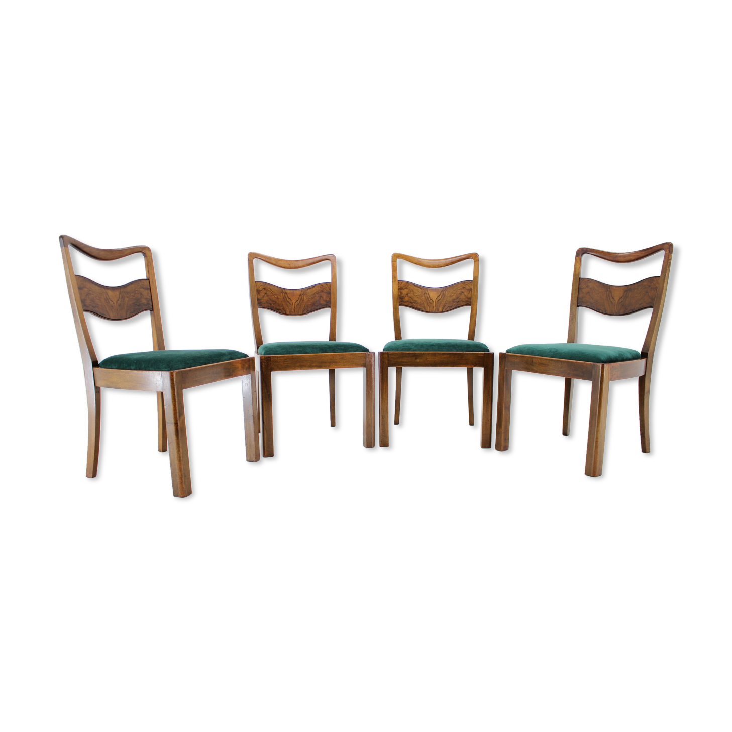 1930s Set of 4 Art Deco Dining Chairs, Czechoslovakia