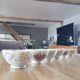 6 antique coffee cups in pearlescent porcelain
