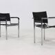Lot de 2 chaises italiennes modernes en cuir et acier chromé des années 1980