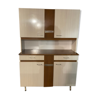 Buffet vintage formica blanc marron