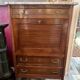 Louis XVI period mahogany secretary, white marble top, clover lock