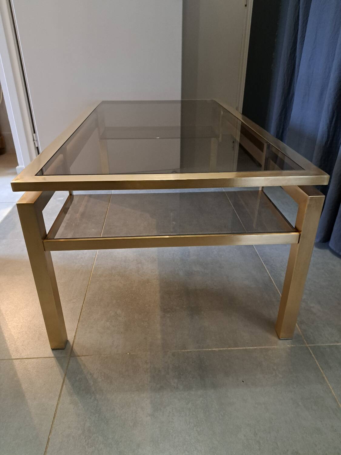 Guy Lefevre brass and glass coffee table