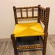 Vintage Art Deco corner chair in bobbin oak and straw, 1930s