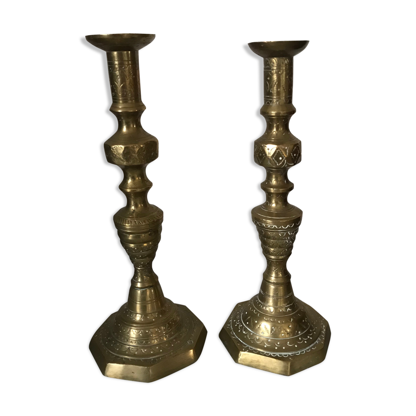 Pair of solid brass candlesticks