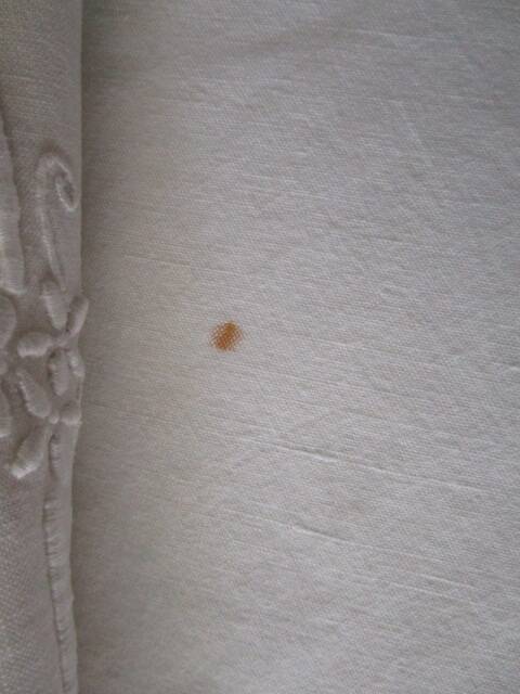 Antique cotton sheet: 310x200cm embroidered/monogrammed back