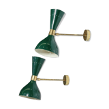 Paire d'appliques diabolo vert canard
