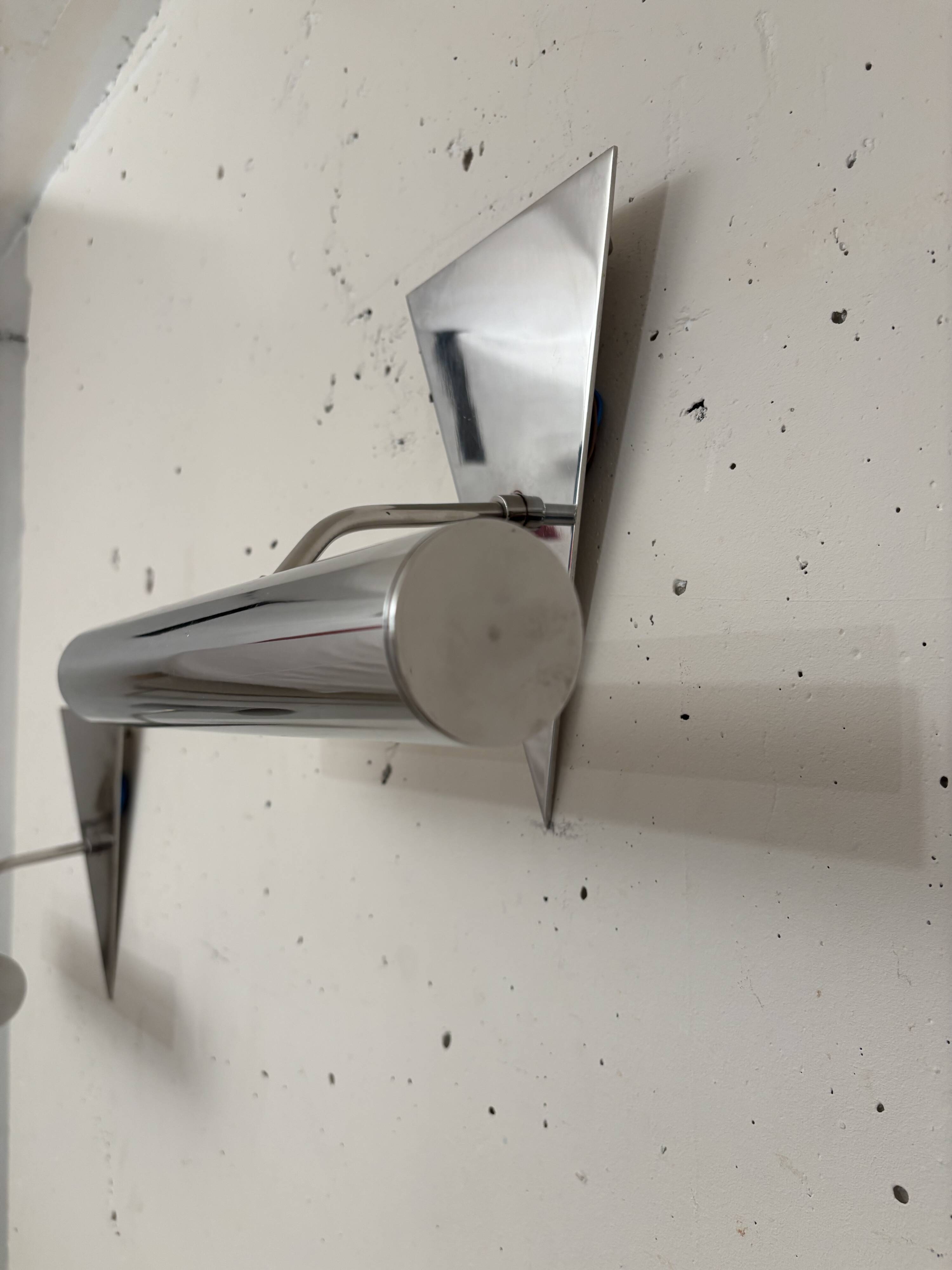 Pair of stainless steel wall lights 1980