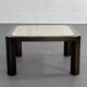 Square coffee table from the 80s in metal and travertine Belgochrome Design.