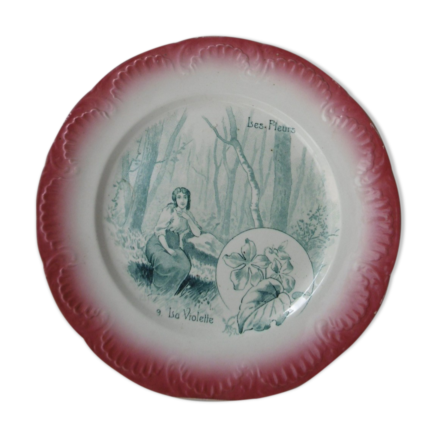 Digoin Sarreguemine talking plate old earthenware