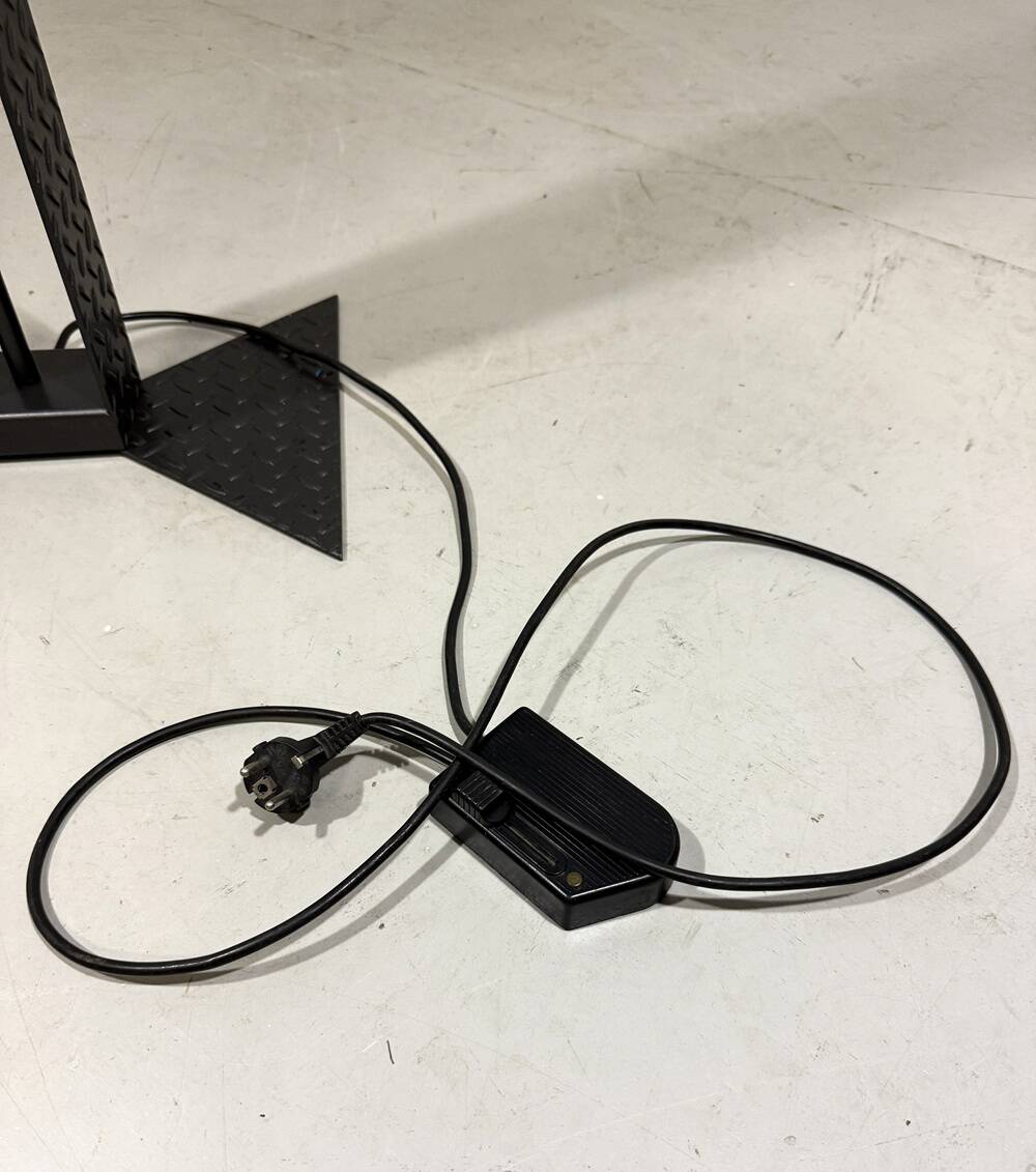 Italian steel tear plate and glass floor lamp 1980’s.