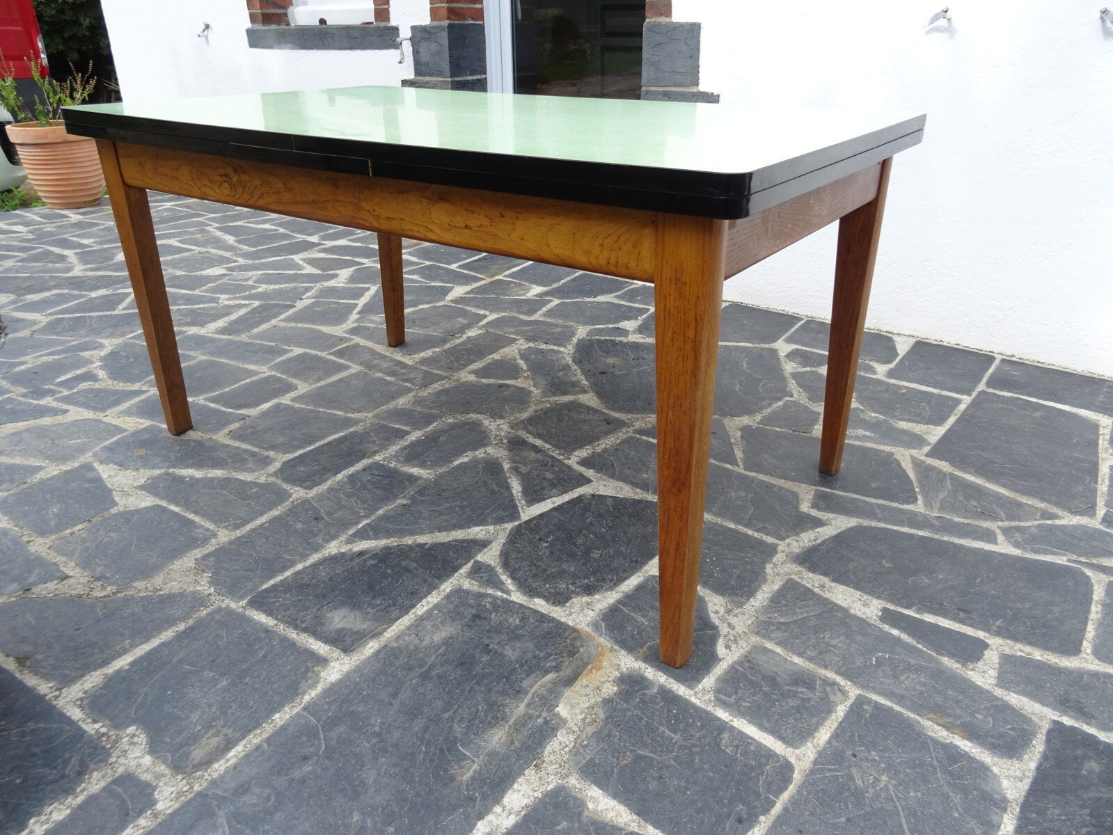 Solid oak and formica extension table