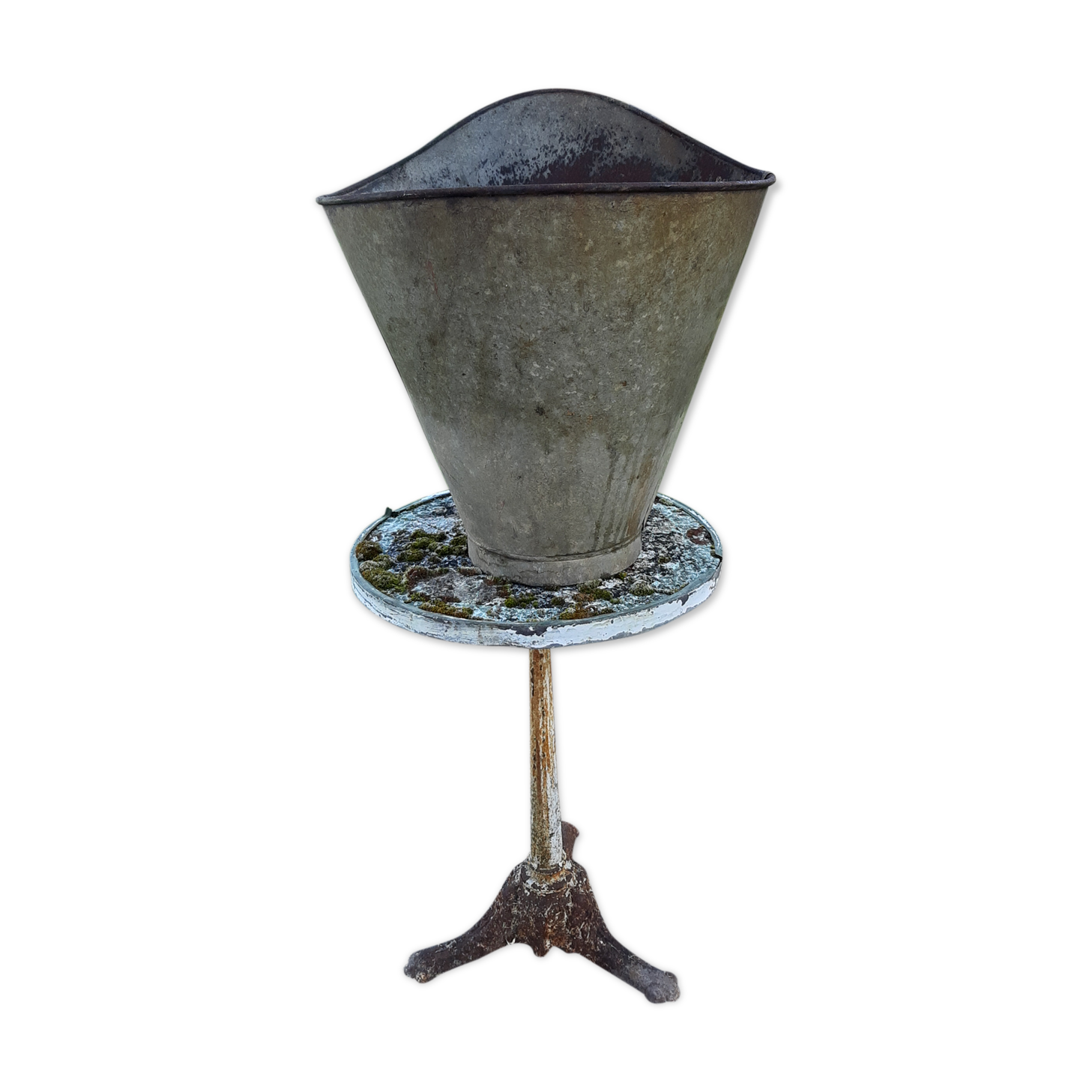 Galvanized metal and leather harvest hood