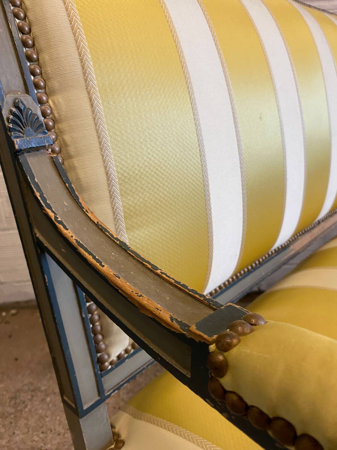 Louis XVI style yellow sofa