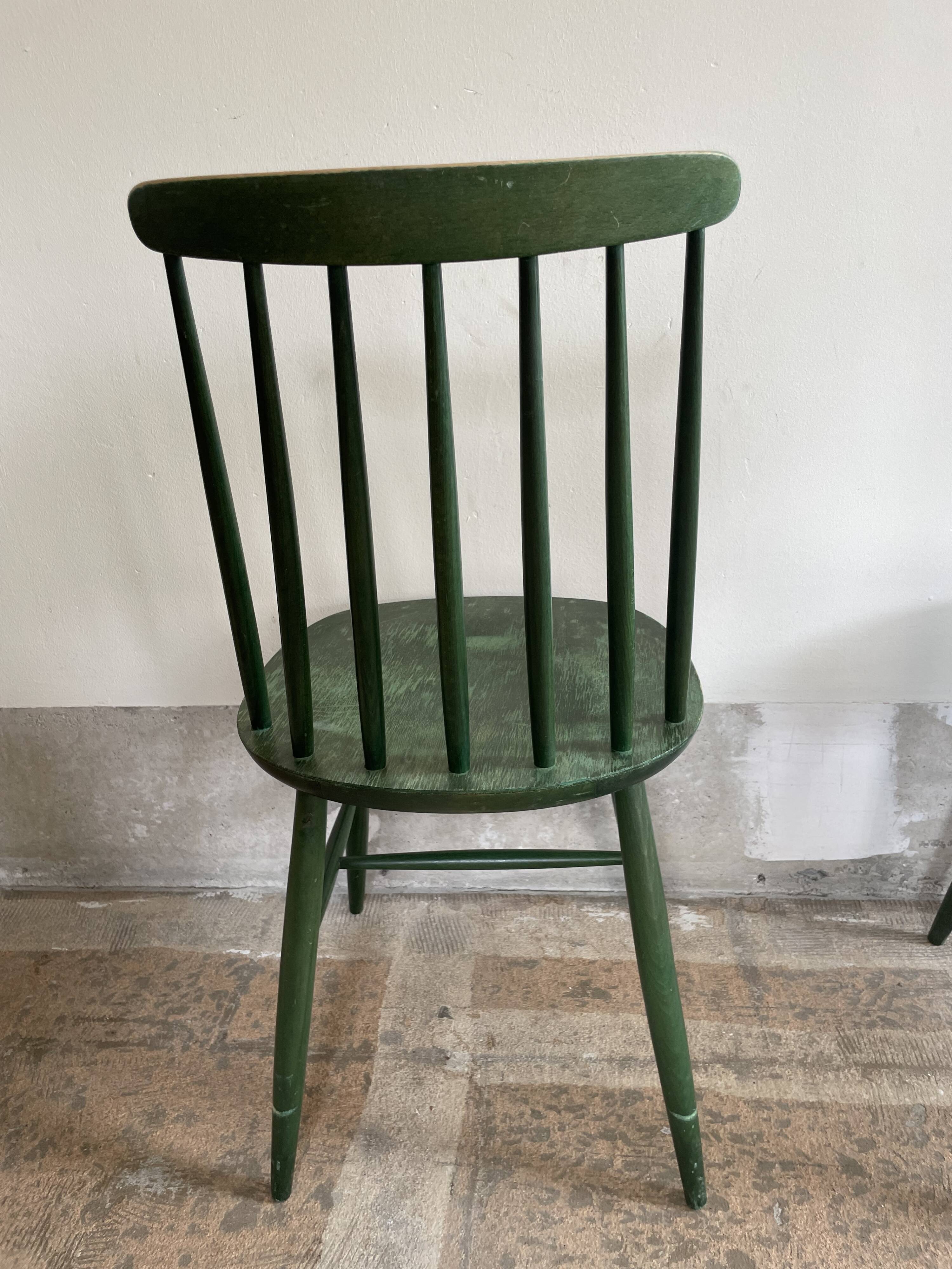 Cinq chaises Fanett vertes par Ilmari Tapiovaara pour Edsby-ken