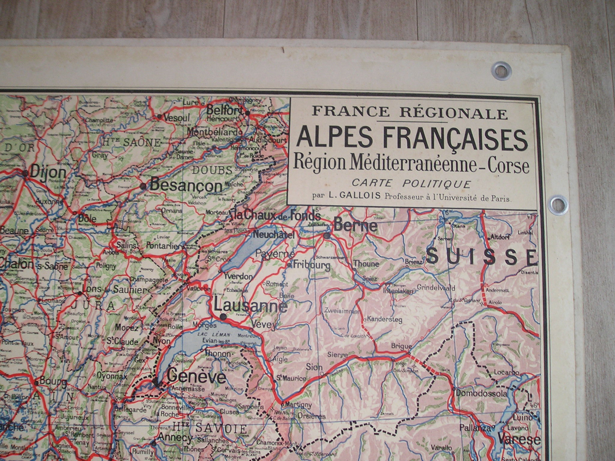Vidal Wall School Map No.64 French Alps Mediterranean Region Corsica