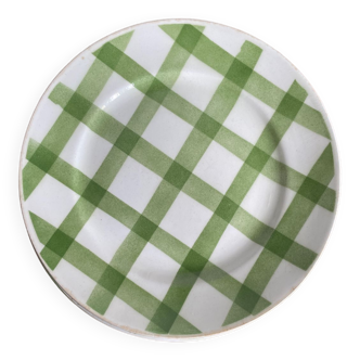 Set of 5 flat plates Orchies Moulin des Loups with green checkles