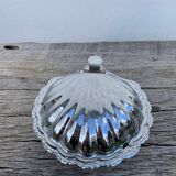 Silver-plated metal shell butter dish