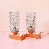 vintage Mid Century Massive 1970 lamps diamond point globes