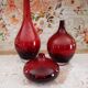 Lot of 3 vintage vases in burgundy red glass 3 sizes