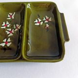 Former servant 3 compartments Glazed ceramic Signed Poët-Laval Vintage pottery 50s