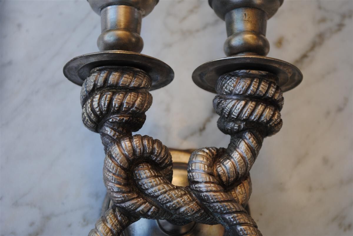 Set of 4 wall ropes tied in bronze silver 1940