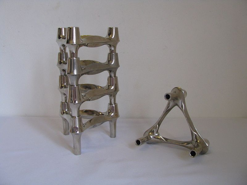 Set Of 5 , 1970s " Bmf " Modular Candle Holders Designed By Fritz Nagel & Ceasar Stoffi