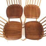 Set of 4 Scandinavian "Pinnstol" beech chairs, Sweden, 1960