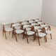 Set of 14 mid-century Danish teak dining chairs by Th Harlev for Farstrup Møbler in blue wool 1950