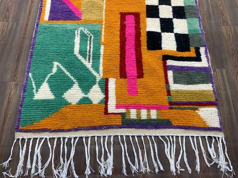 Tapis en laine naturelle fait main traditionnelle taille 150 x 250 cm