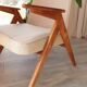 Vintage Lounge Chair Beige Wool Upholstery
