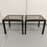 Pair black and gold side tables