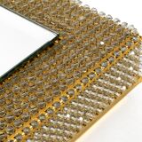 1960s brass wall backlit mirror, frame with glass beads by Palwa