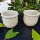 Set of 2 old BB stoneware Yogurt pots