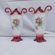 Pair of antique Onnaing slipware vases