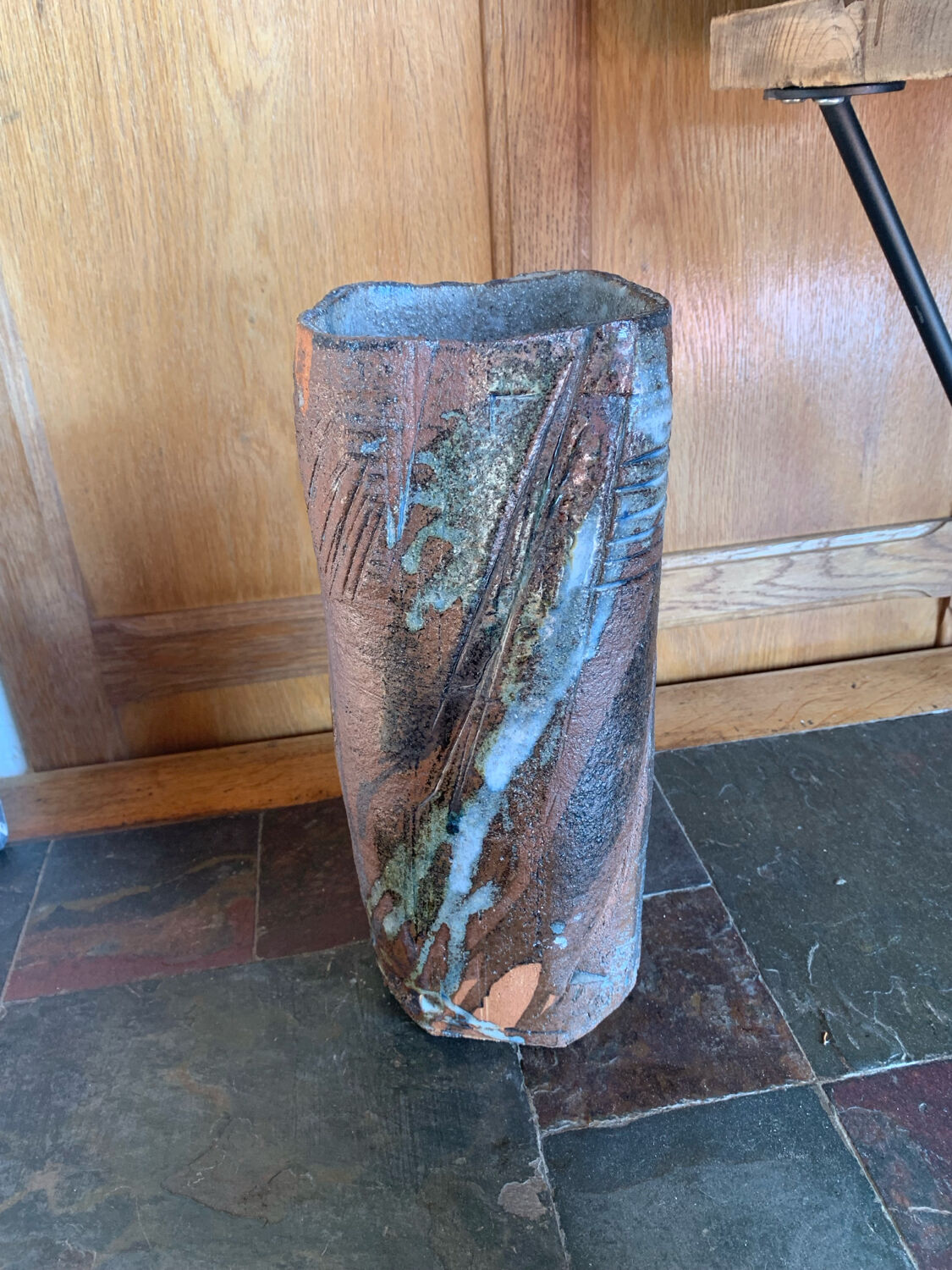 Sculptural stoneware vase — French studio pottery, 1960s/70s