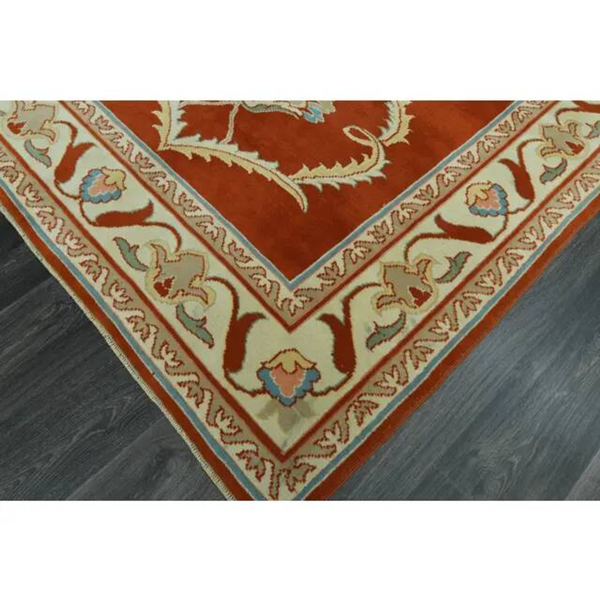 1970s Vintage Turkish Oushak Handmade Wool Cotton Orange Area Rug 173x230