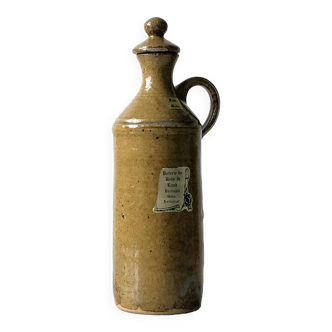 Old bottle in artisanal sandstone sandblasted spotted pyrite, Handmade by Poterie du Bois de Laud TBE