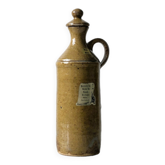 Bouteille ancienne en grès artisanal sablé pyrite tacheté, Fait main par Poterie du Bois de Laud TBE