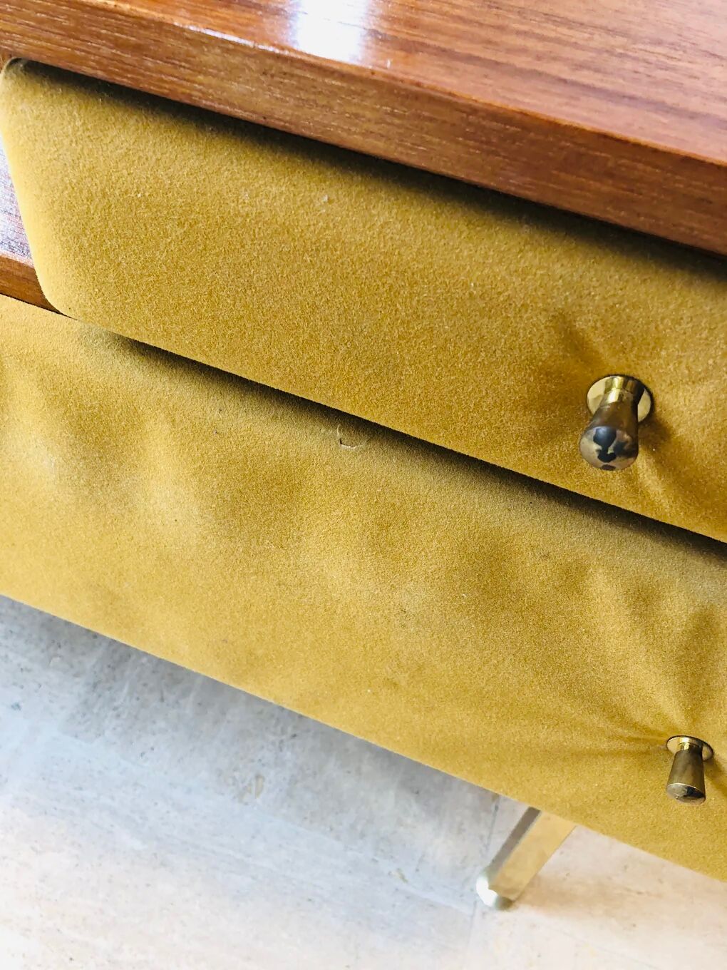 Vintage velvet dressing table, Roger Landeau, 1970