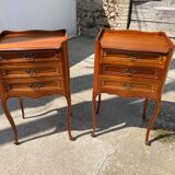 Paire de tables de chevet AMEUBLEMENT NF à 3 tiroirs style Louis XV