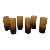 6 verres à liqueurs ambrés 70's