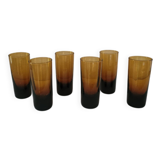 6 amber liqueur glasses from the 70s