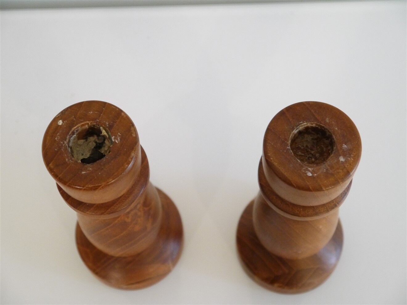 Pair of vintage Scandinavian teak candle holders