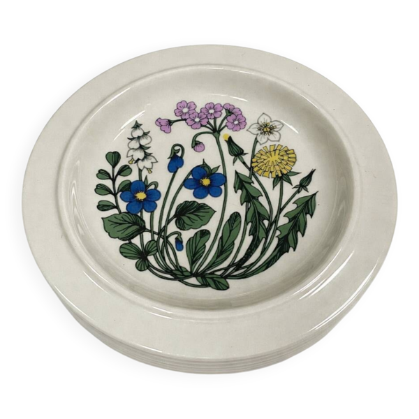 Lot de 6 assiettes à dessert “Flora” – Arabia Finland –