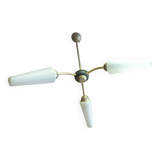Pure art deco style chandelier with its 3 glass paste lamps