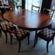 Table + extensions and chairs Gerbeau mahogany vintage wood