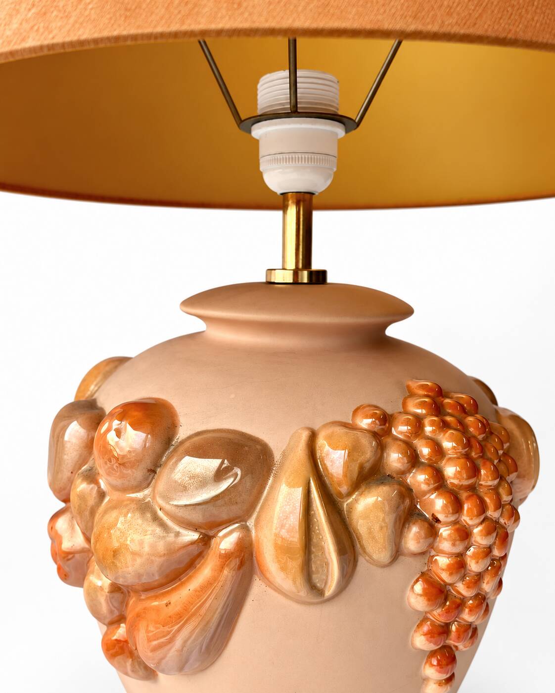 Ceramic Table Lamp with Sculptural Glazed Fruit Decoration