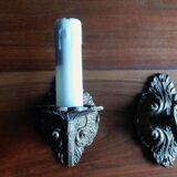 Set of 2 bronze wall chandeliers 1 fire