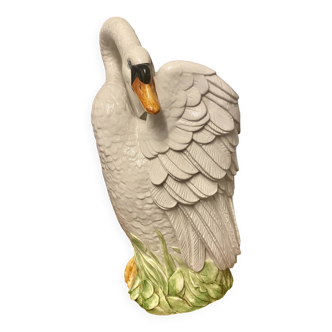 Cache pot cygne en céramique de bassano, italie, circa 1970