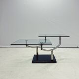 Table basse en verre vintage de design danois à deux niveaux